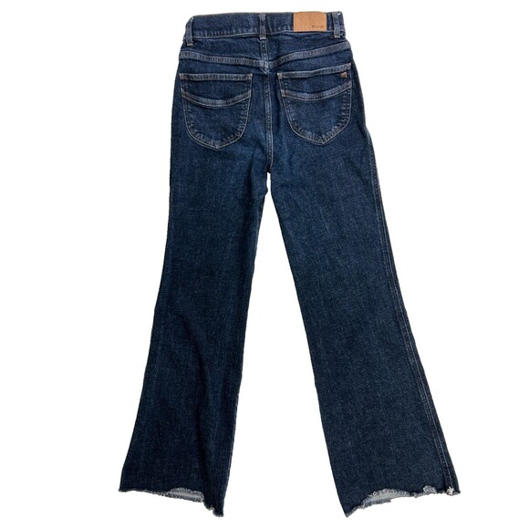 Madewell 11" High Rise Flare Jeans Dark Wash Blue Denim Retro Y2K 70's Cotton 26 - Picture 4 of 14